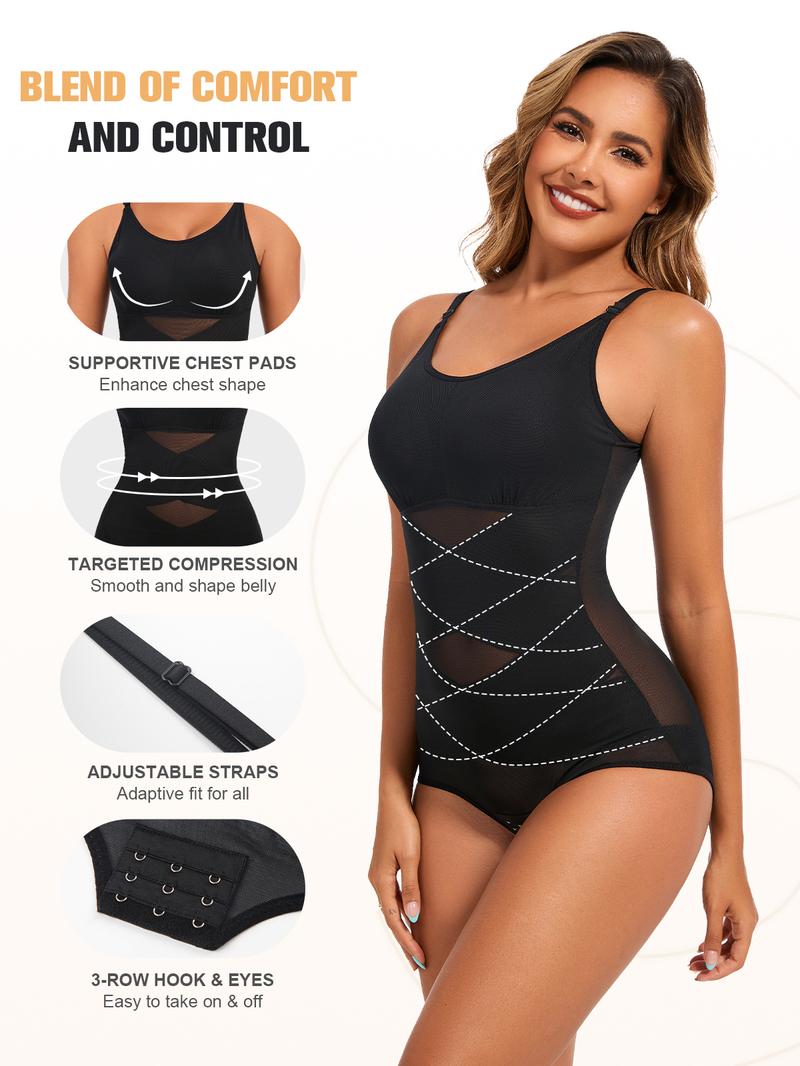 2026 Womenswear‘s Solid Color Bodysuit Shapewear, Women's Adaptive Underwear, Stretchy Lingerie, Shapewear with Abdominal Support and Hip Lifting Design Minimalist Black