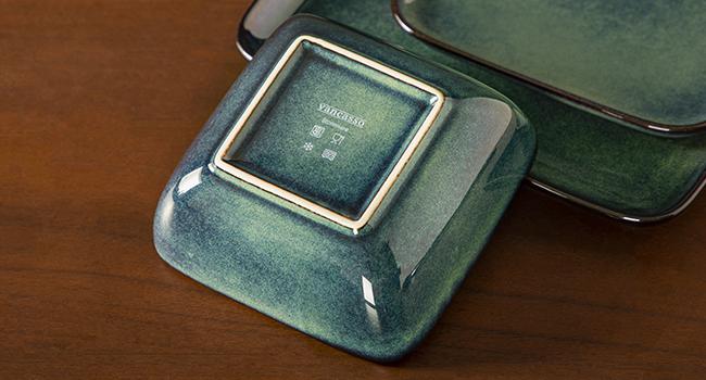 vancasso Stern Blue/Green Dinner Set Square Reactive Glaze Tableware 12/16 Pieces Kitchen Dinnerware Stoneware Crockery Set with Dinner Plate, Dessert Plate, Bowl Service for 4 People Ceramics