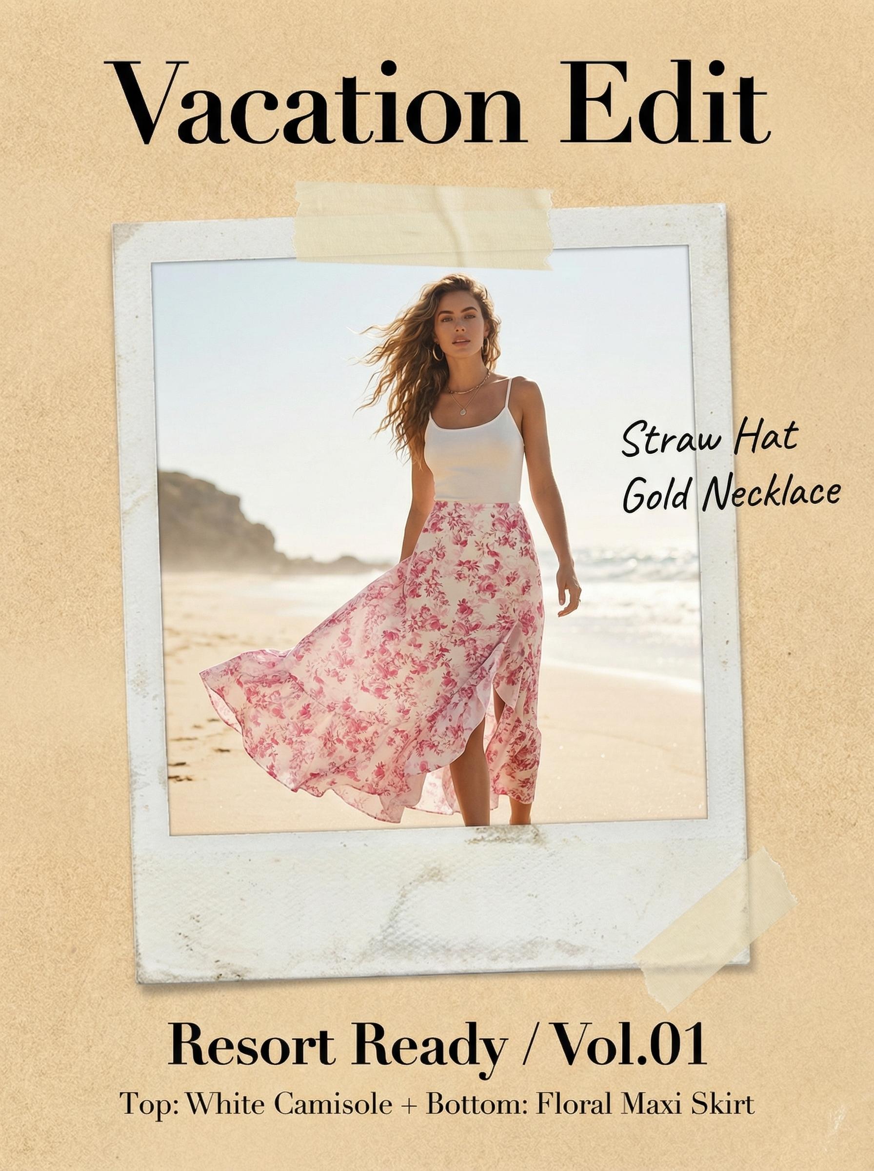 Bohemian Elegant Floral Print Irregular Ruffle A-Line Midi Skirt, Loose-Fitting Design for Garden Parties & Beach Vacations, Spring