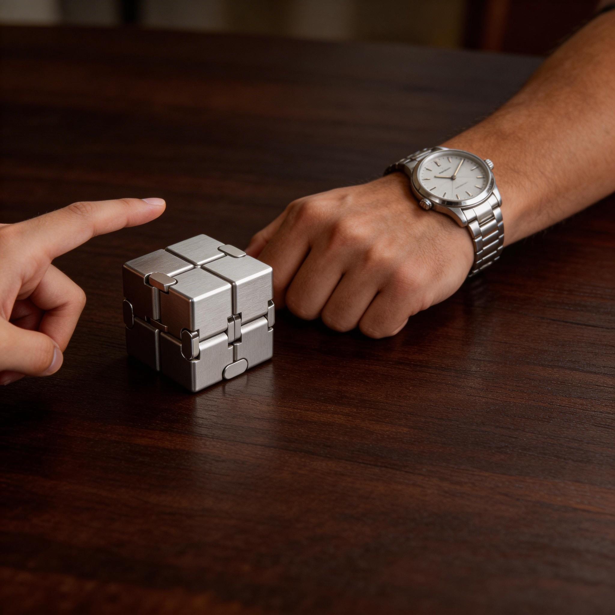 Aluminum Alloy Stress Relief Cube, Anti-Scratch Smooth Rotation, Unisex Finger Pressure Relief Toy, Office Desk Decor, Ideal Gift