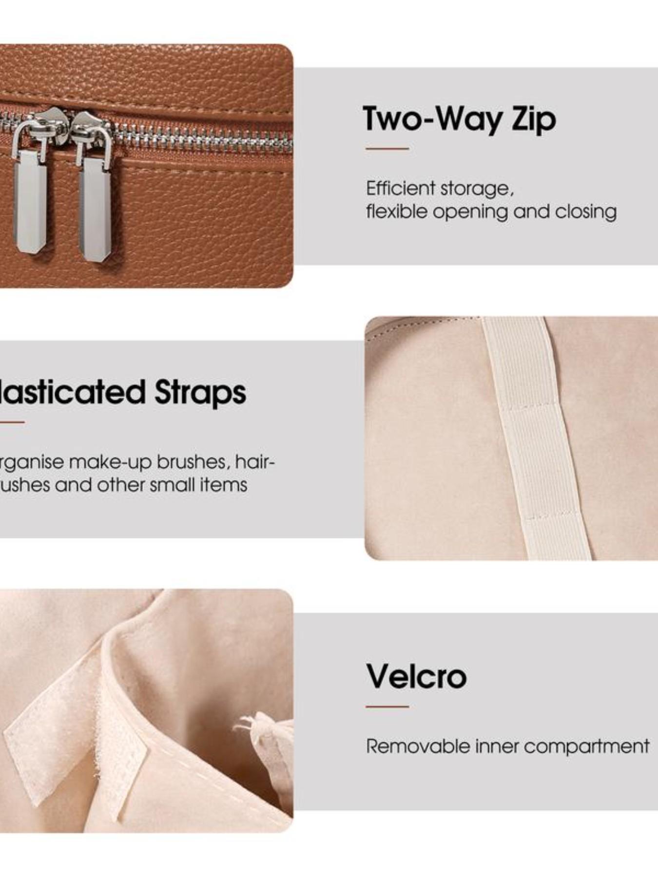 Trendy Makeup Organizer Bag with Detachable Divider, Portable Travel Cosmetic Case for Women and Girls, PU Material Compact Makeup Box