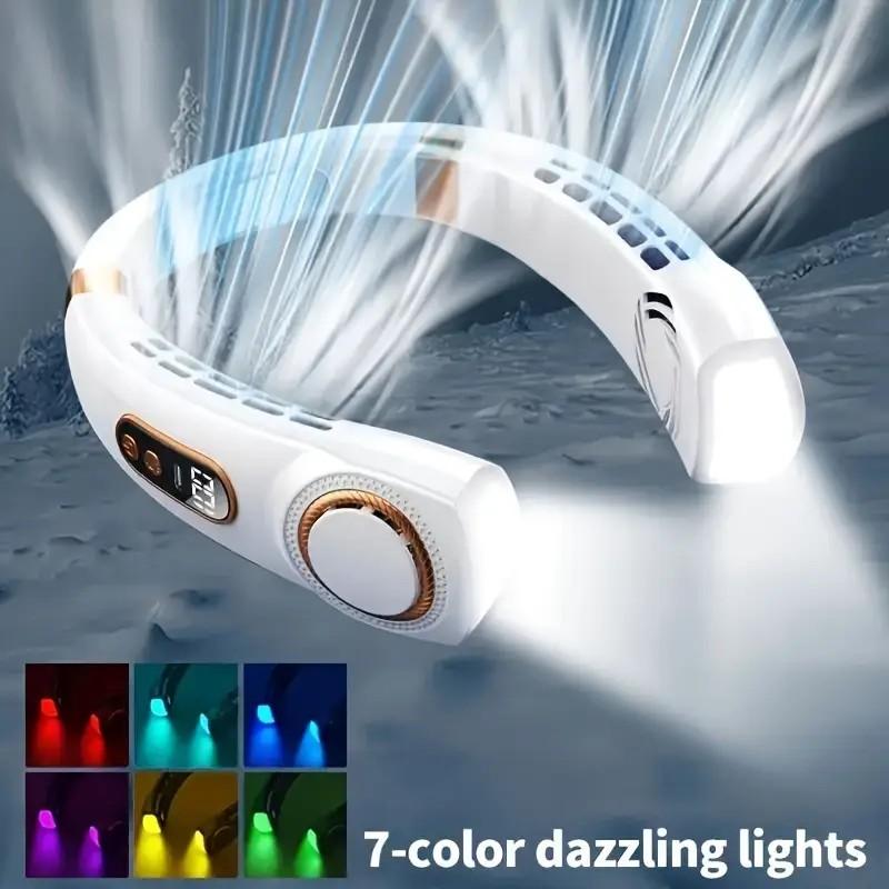 2026 Upgraded Bladeless Neck Fan, Portable Neck Air Conditioner, 360° Cooling USB Rechargeable, 5 Speeds Quiet Fan for Outdoor Sports Travel Office