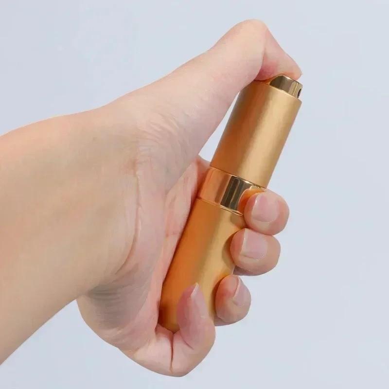 5ML Mini Aluminum Perfume Bottle, Refillable Spray Bottle, Rotating Extendable Nozzle, Empty Cosmetic Dispenser, Ideal for Fragrances