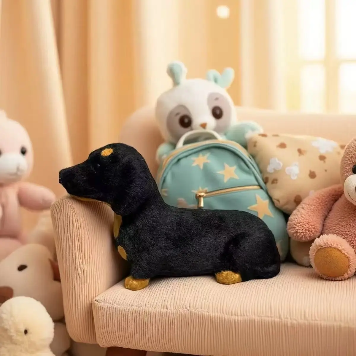 Emotional Healing on Demand Dachshund Plush Toy Soft Huggable Stuffed Animal Sofa Decoration Soft Cuddly Gift
