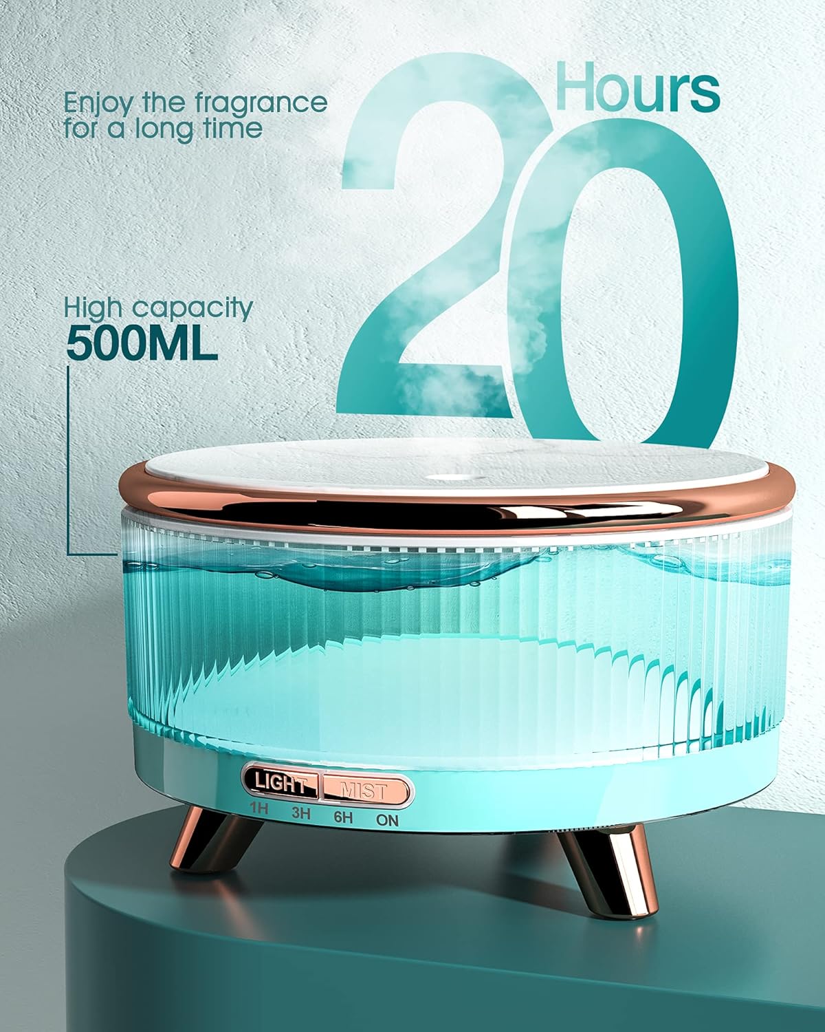 500ML Large Capacity Aromatherapy diffuser, Essential Oil Diffuser, Ultrasonic Aromatherapy Machine With 7 Color LED Lamp, With Remote Control, Cold Mist Humidifier, Timing Spray, Automatic Shutdown