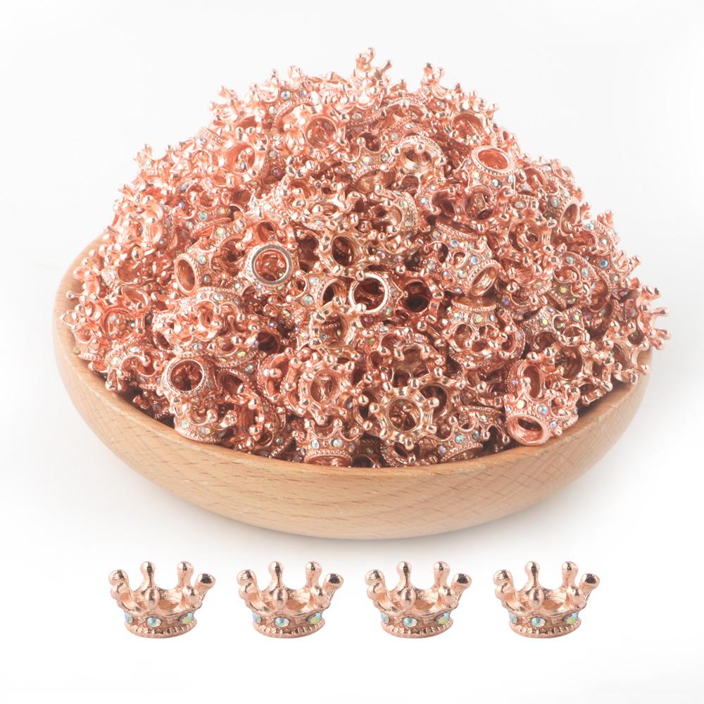 20Pcs Rhinestone Crown Shape Beads Alloy Loose Spacer Beads For Jewelry Making DIY Mix Beads Bracelet Necklace Accessories