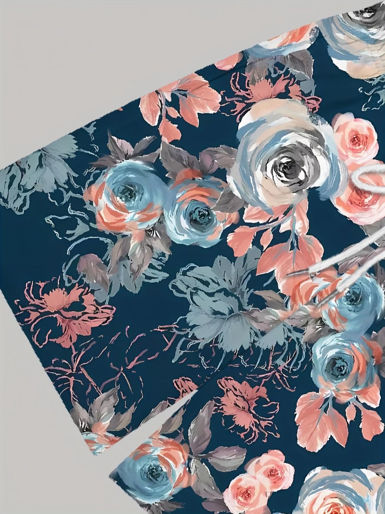 Men's Floral Athletic-Casual Shorts