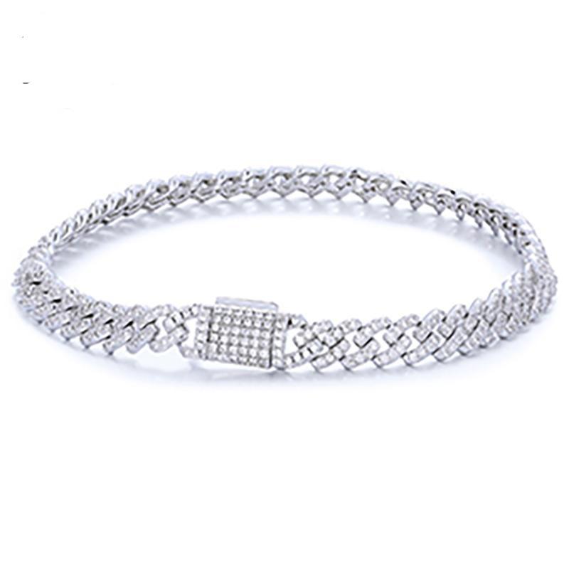 【B62 6mm live2】UCCIYO Synthetic Moissanite S925 Sterling Silver Cuban Chain Bracelet Miami Cuban Chain Ice Out D VVS Synthetic Moissanite Men Singer Style Rap Hip Hop Jewelry