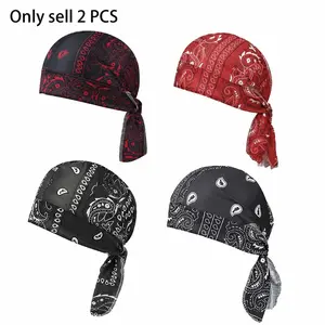 2PCS Cooling Headscarf Cap Set, Head Tie Quick Drying Cycling Cap Headband Moisture Wicking Pirate Hat Helmet Liner,  Elastic Fit Hand Washable Multifunctional Outdoor Headwear for Athletes & Outdoor Enthusiasts