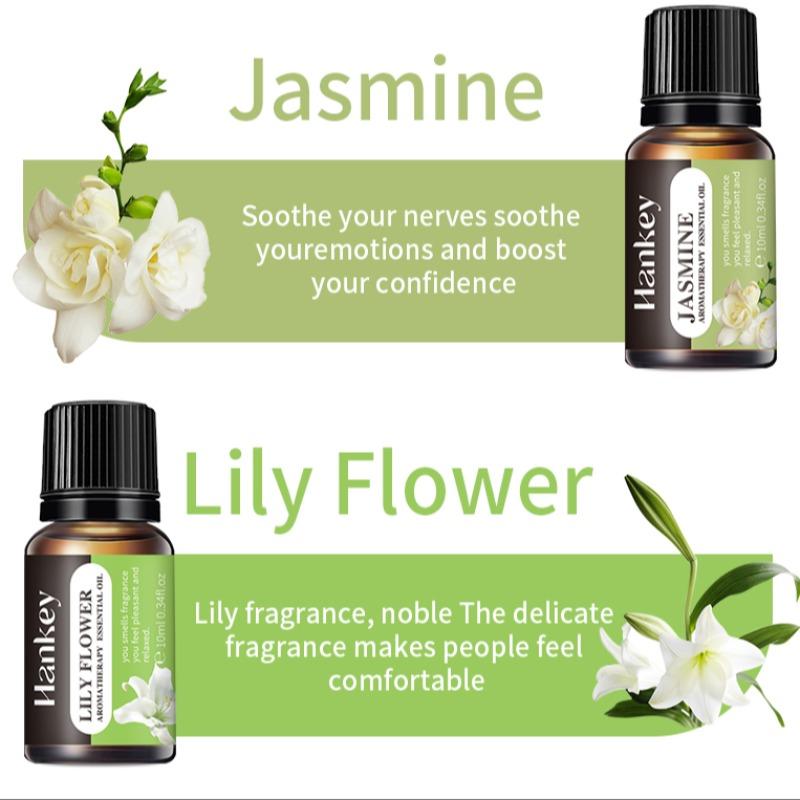 8pcs 10ML Aromatherapy Essential Oil Set, Yoga Oil Plant-Based, Suitable for Humidifiers Diffusers, Fruit Flower Scents, Jasmine Lavender Rose