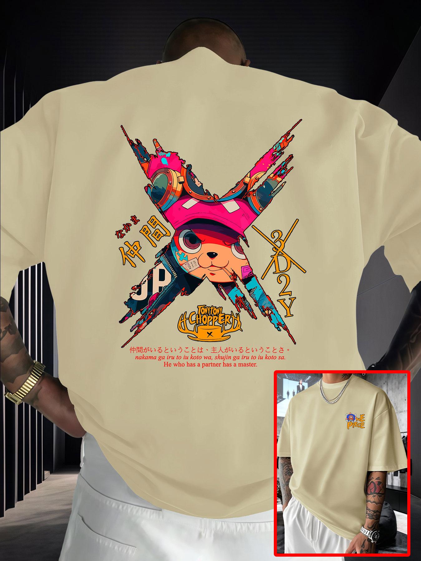 Anime Style Joejoe Printed Short Sleeve T-Shirt, Japanese Anime High Street Trendy Loose Fit Half Sleeve, Perfect for Manga Fans Collection