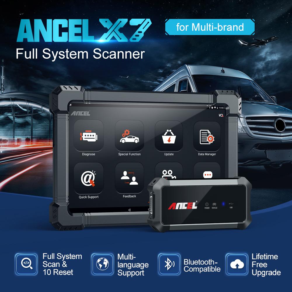 ANCEL X7 Bidirectional OBD2 Scanner Full System Car Diagnostic Tool with 10+ Reset Functions, ECU & Injector Coding, Oil Reset, ABS Bleeding, TPMS/DPF/SAS/EPB Reset, J1939/J1708 Protocols, 10.1" Android Tablet, Supports Most Cars & Pickup Trucks