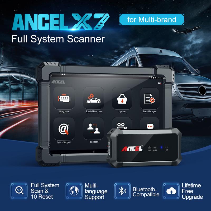 ANCEL X7 Bidirectional OBD2 Scanner Full System Car Diagnostic Tool with 10+ Reset Functions, ECU & Injector Coding, Oil Reset, ABS Bleeding, TPMS/DPF/SAS/EPB Reset, J1939/J1708 Protocols, 10.1" Android Tablet, Supports Most Cars & Pickup Trucks