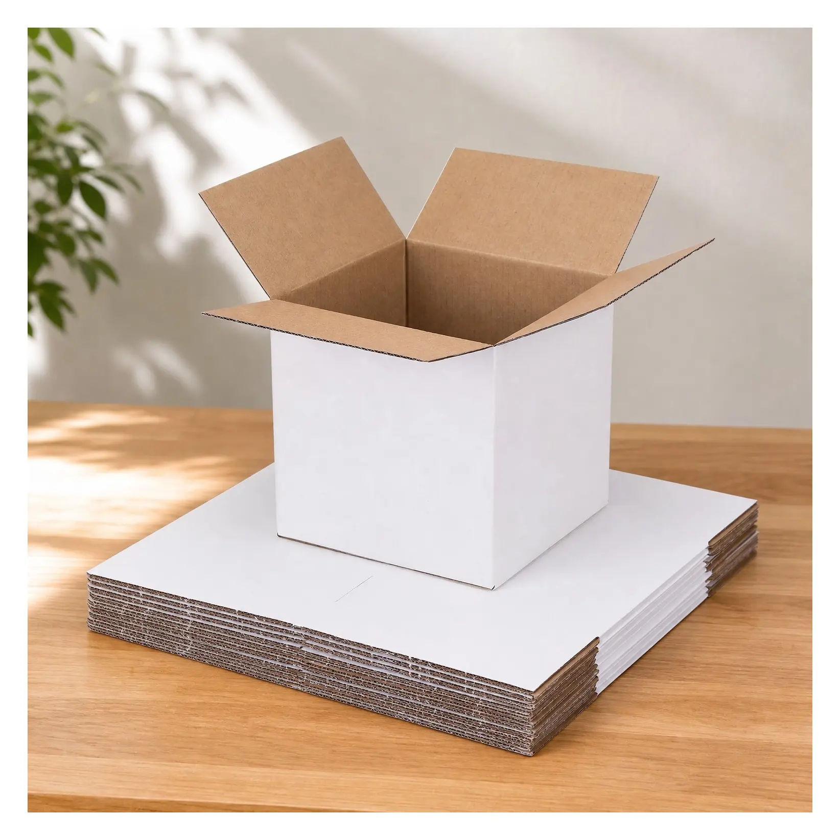 Small Shipping Boxes 6x6x6 Set of 6, White Corrugated Cardboard Boxes for Packaging, Mailing, Moving, Gifts, Easy to AssembleGift