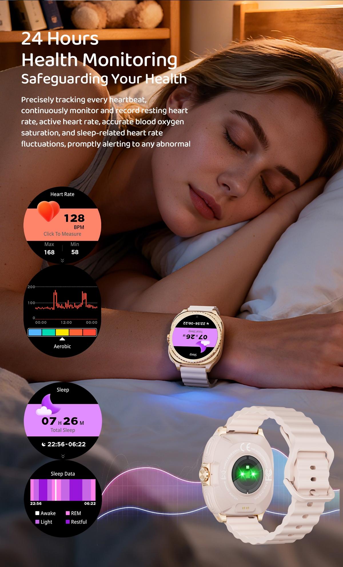 Women Smart Watch with Bluetooth Earbuds Wireless Fitness Tracker Heart Rate Monitor Music Playback Phone Calls for iOS Android