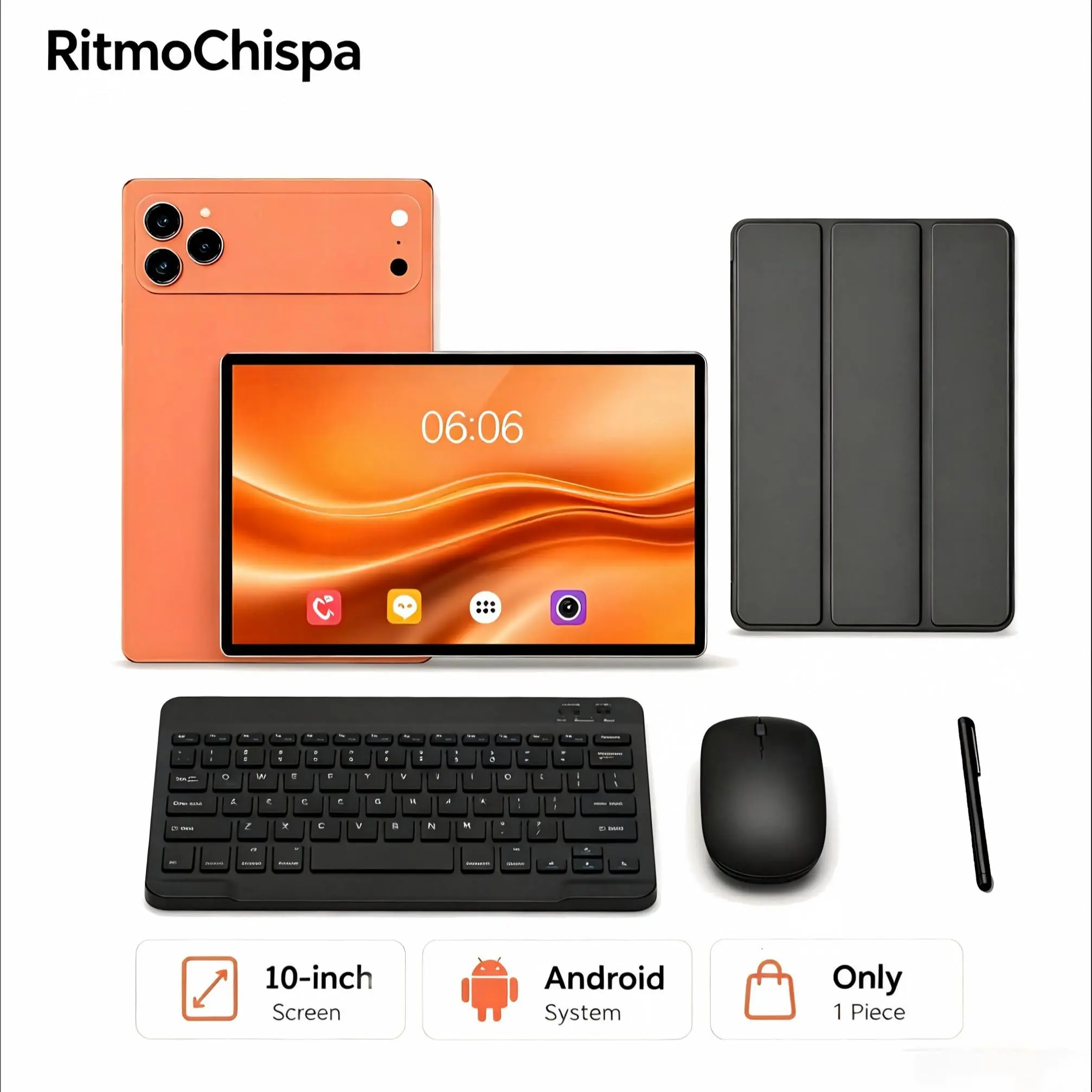 10 Inch Android Tablet,4GB RAM + 64GB ROM, SIM & TF Card Slot, 2-in-1, with Keyboard, Case, Mouse & Stylus, Dual Cameras, Multi-purpose & Flexible Connectivity