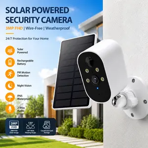 WOOLINK 2/1 Pack 3MP Solar Wireless Outdoor Camera – No Wiring Zero Electricity Cost, 2.4GHz WiFi Battery Powered, Built-in High-Sensitivity PIR Motion Sensor, Full-Color Night Vision, AI Smart Human/Vehicle Detection, Supports Local SD Card (Up to 128GB)