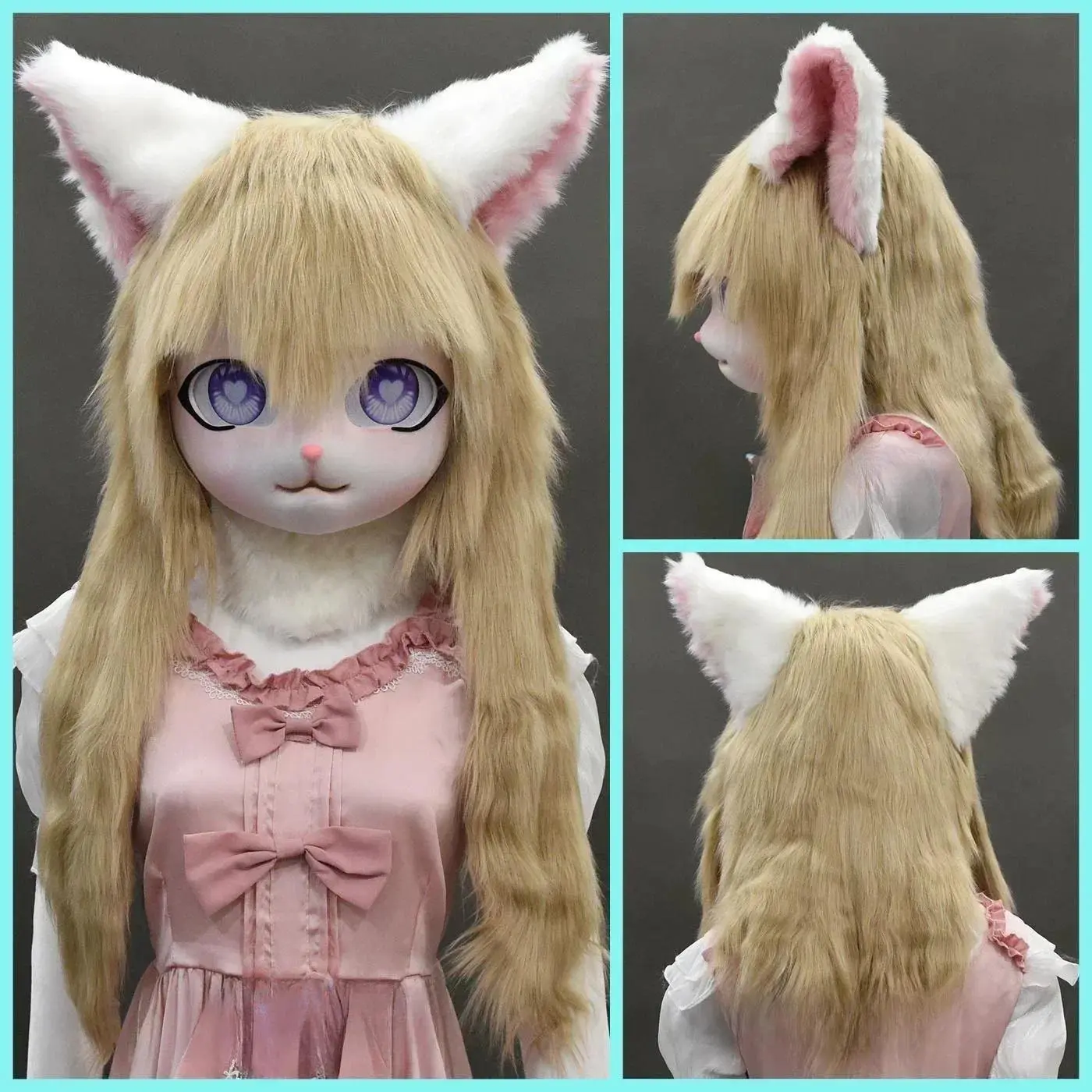 Cute Headset Furry Kig Cosplay Mask Paw Head Base Comiket Furry Fursuit Kigurumi Animal Cat Rabbit Doll Beast Costume
