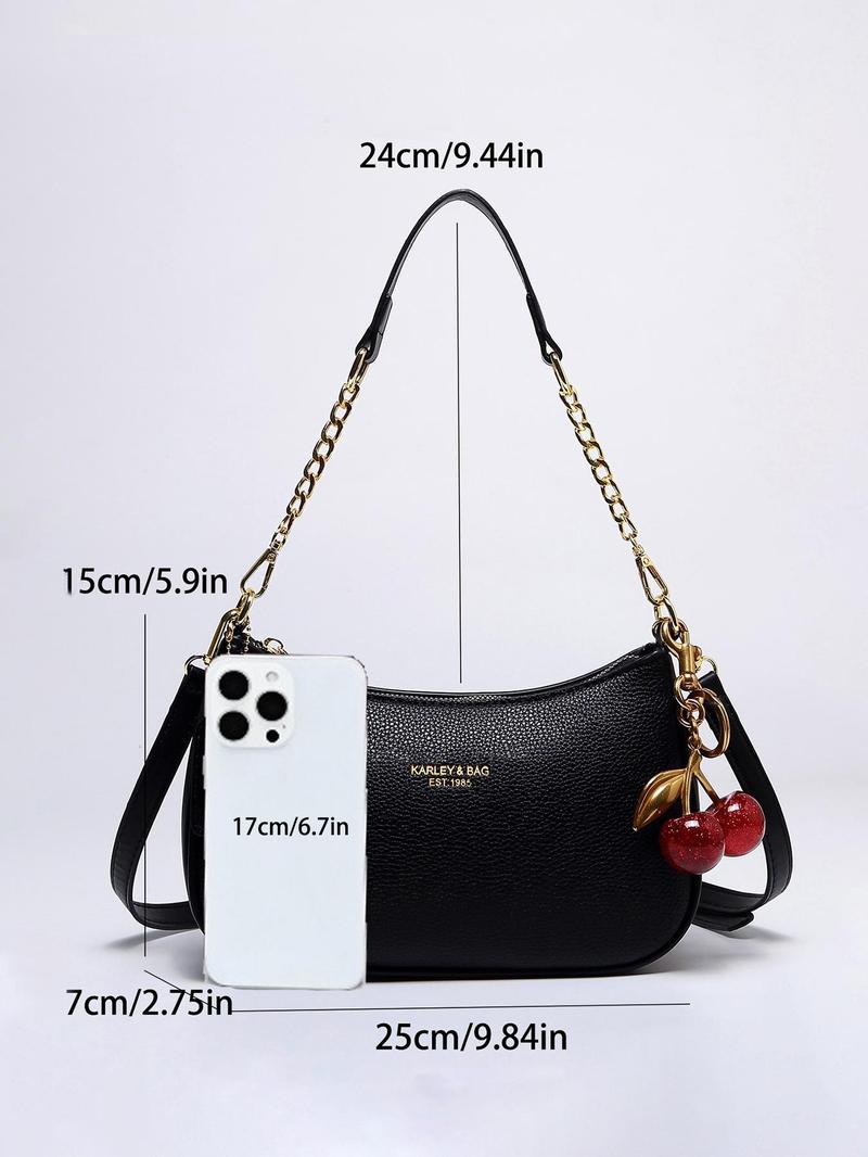 Women's Solid Color PU Leather Shoulder Bag, Adjustable Strap Office Crossbody Bag, Fashionable Durable Design for Daily Use