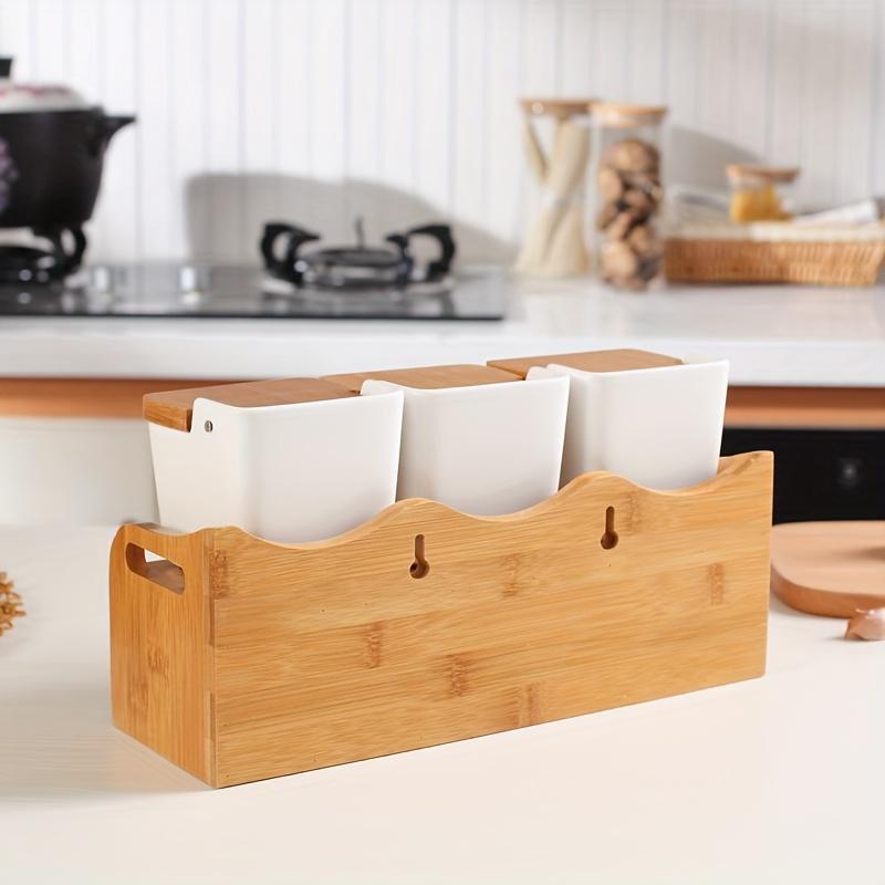 Scandinavian Minimalist Seasoning Box Set Home Spice Jars Ceramic Condiment Bottles Storage Container Kitchen White Rack with Shelf