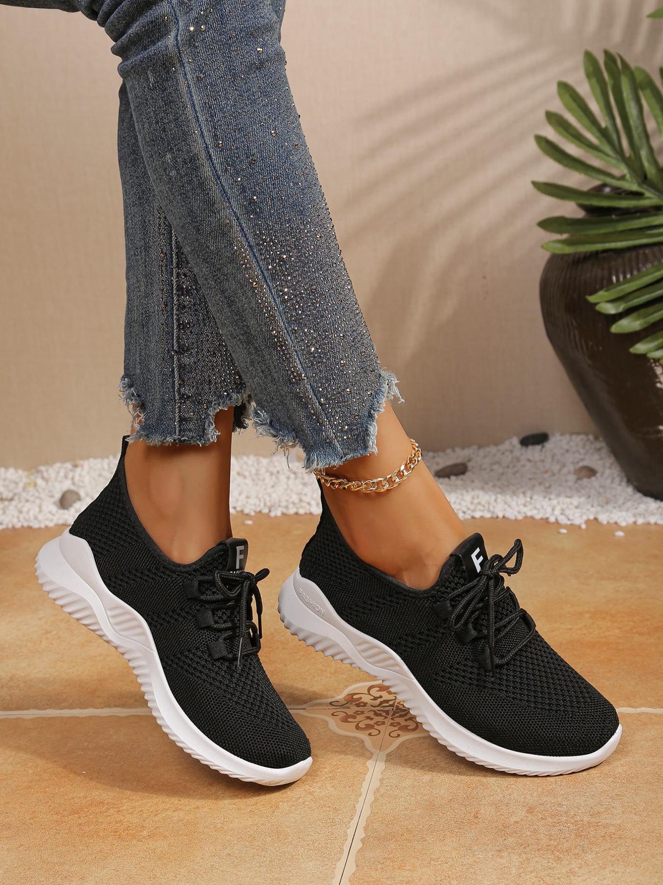 Ultra-Light Breathable Knit Sports Shoes for Women, Anti-Slip Soft Sole Casual Shoes, Daily Commute Lazy Sports Shoes, Round Toe Sneakers, Lightweight Breathable Sneakers