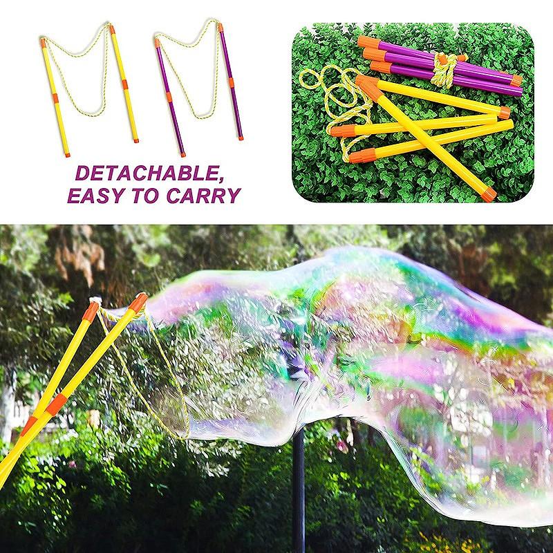 Children Giant Bubble Wand, Dual Rod Pull Rope Large Bubbles Toy, Outdoor Parent-Child Interactive Bubble Blower, Suitable for Boys Girls