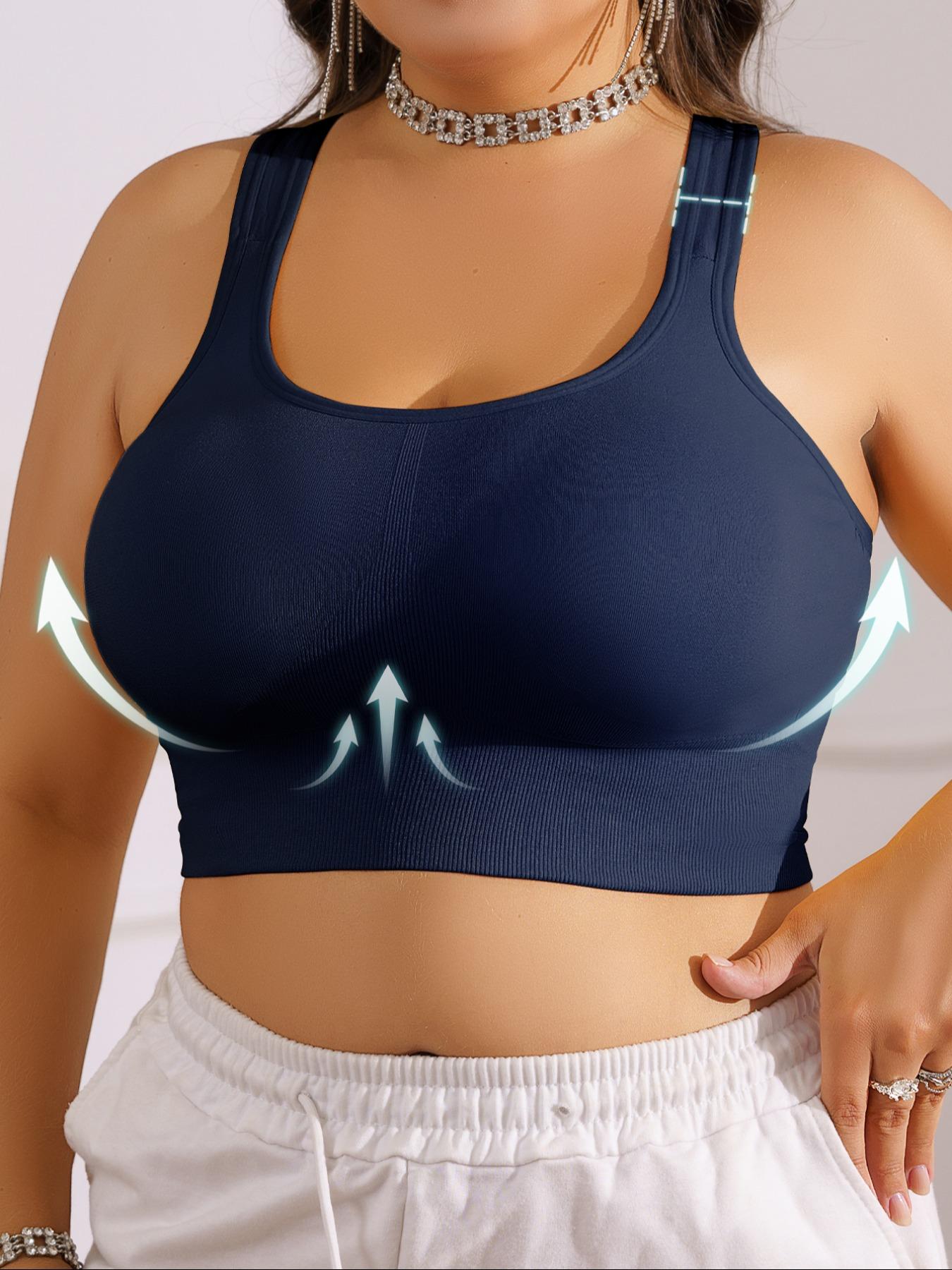 3/5/8PCS Women's Plus Size Backless Bra, Detachable Pads Breathable Anti-Drop Gym Yoga Running Vest, Multiple Colors Available, All Seasons Wear，Christmas & Valentine's Day gift