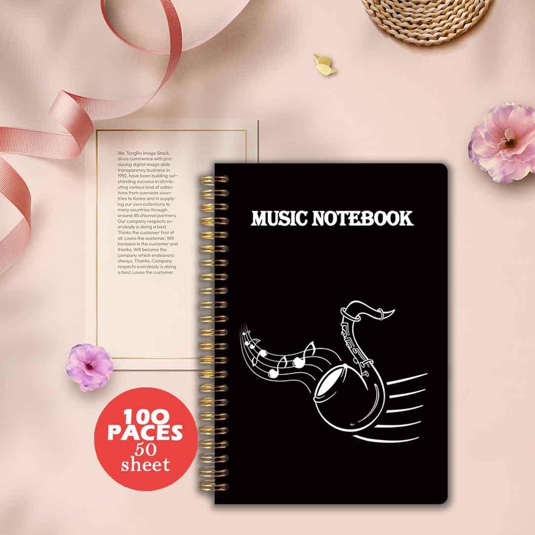 1 Music-themed Notebook - A5 size (5.5x8.3 inches), with horizontal lines and five-line staff on the inner pages. The durable binding is suitable for music composition and is also an ideal gift for aspiring composers.