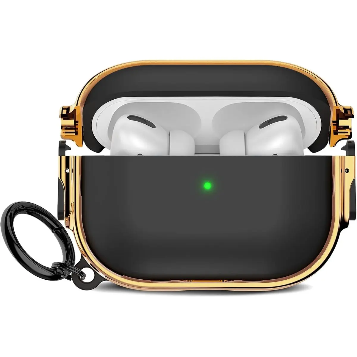 for Cute Airpods Pro 2 case with Safety Lock,Compatible Airpods Pro Case 2nd/1st Gen,Compatible Plating Solid Color AirPods Case Cover for Men Women Girly with Keychain-Black