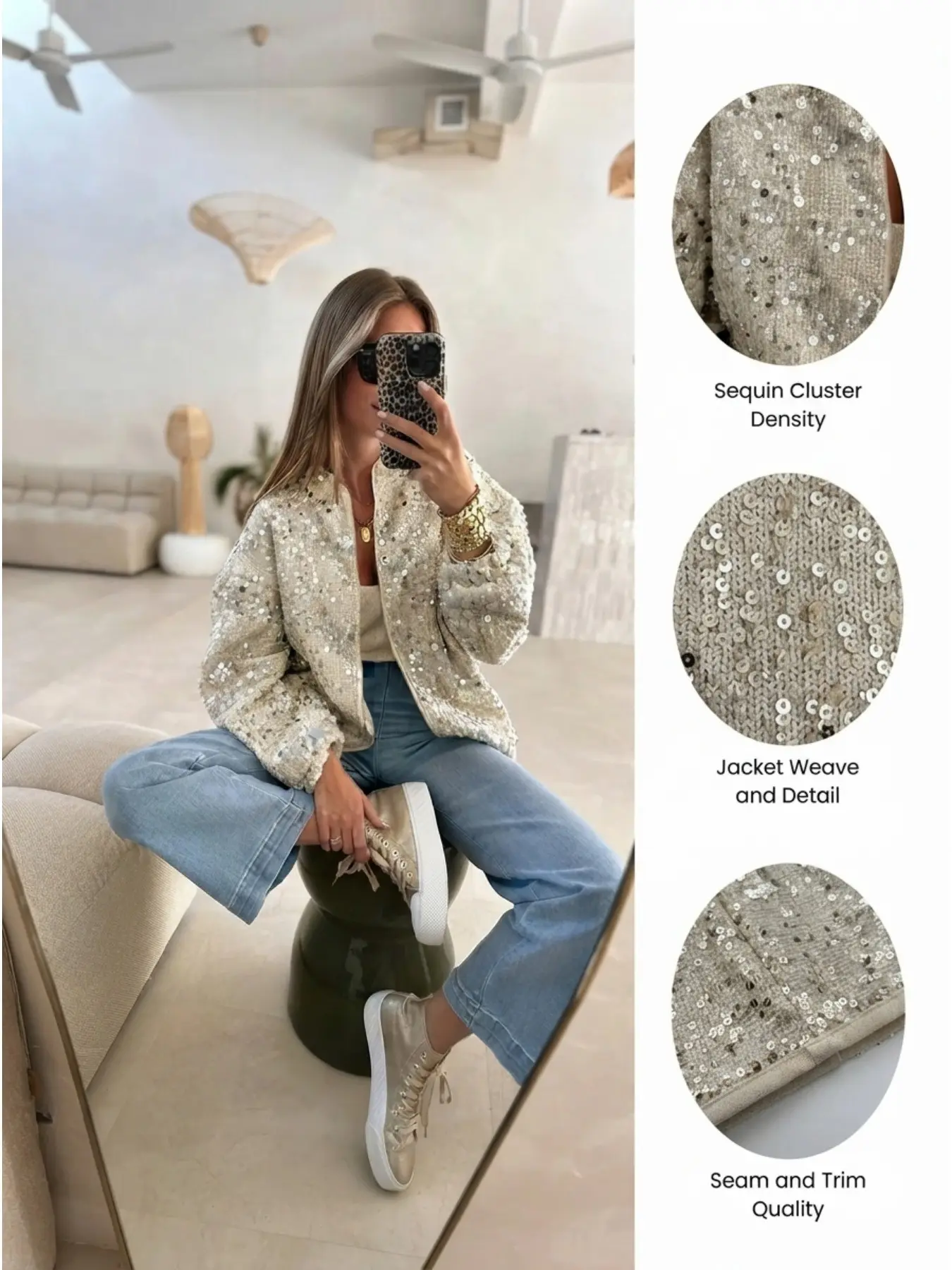 Women's Fashion Plaid Sequin Jacket Coat, Perfect for Parties and Outings, Stylish Outerwear for Special Occasions