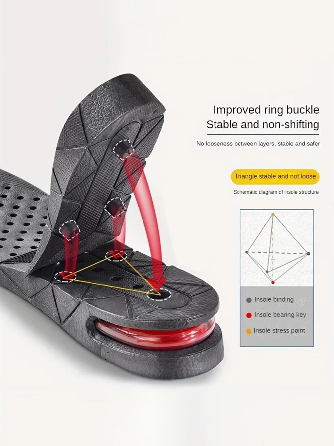1 Pair Adjustable Height Lift Insoles | 4-Layer Air Cushion Shoe Inserts for Men Women Unisex Design Shock Absorbing Elevator Insoles for Daily Work