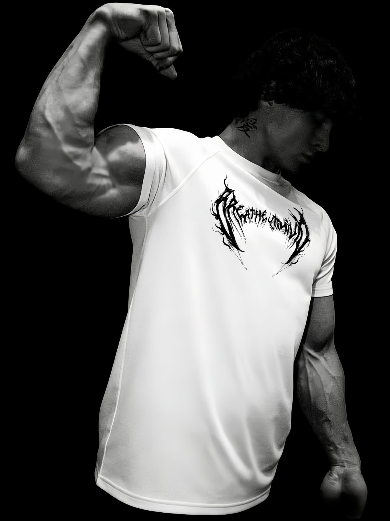 Men's Sporty Fitness T-Shirt, High Elasticity Quick-Dry Training Top, Ideal for Cycling and Workouts, Comfortable and Durable