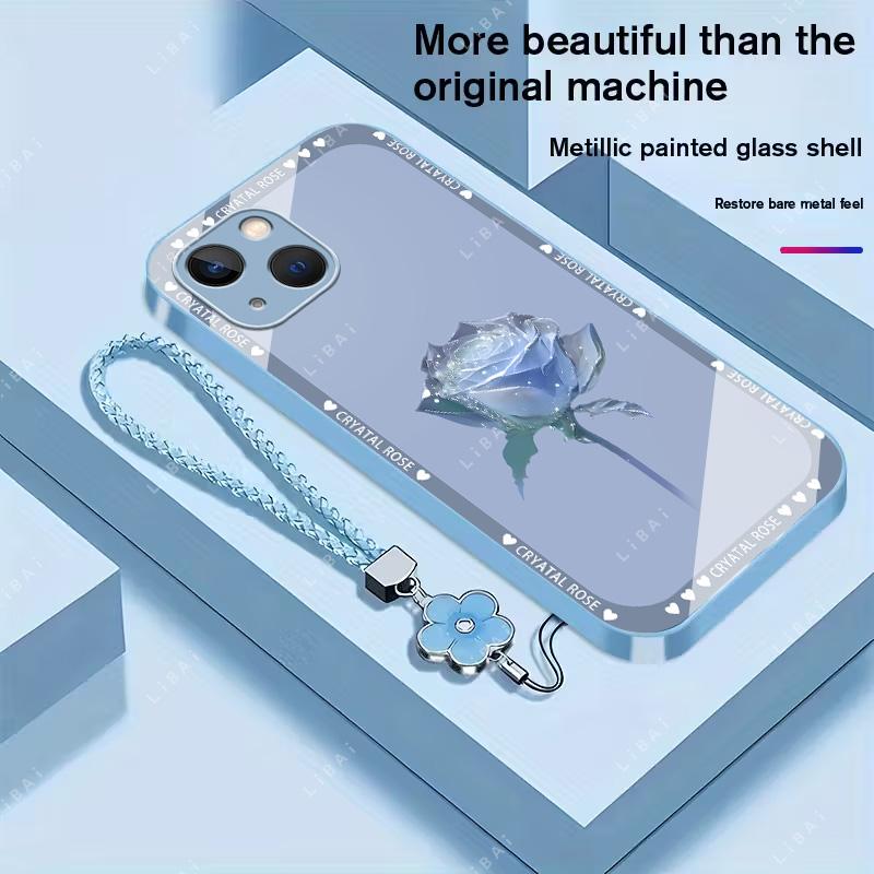 Suitable for [iPhone 13 Mini] Brand new premium phone case,  Free four-leaf clover lanyard，drop-proof and fingerprint-resistant，simple and elegant design，multiple colors available YM99