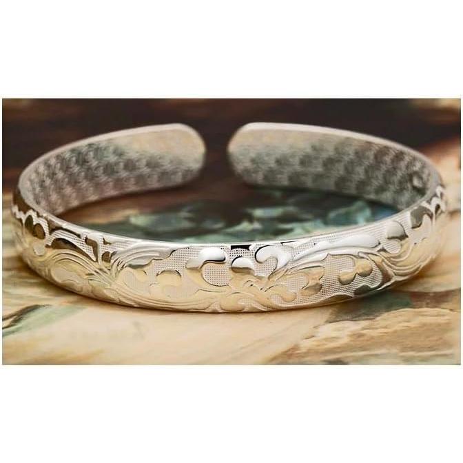 Women's 925 Sterling Silver Adjustable Open Cuff Bangle Bracelet - Modern, Bangle Shape, Adjustable Size, Elegant for Female Wear & Everyday Use