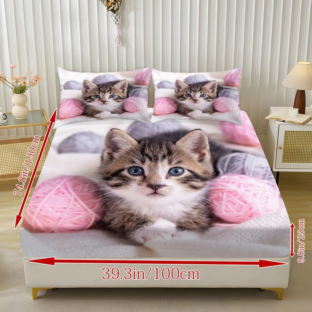 Bed Sheet Set (1 Fitted Sheet + 2 Pillowcases), Modern Style, Comfortable and Aesthetic, Suitable for Dorms and Hotels, All Seasons, Bed Sheets Set