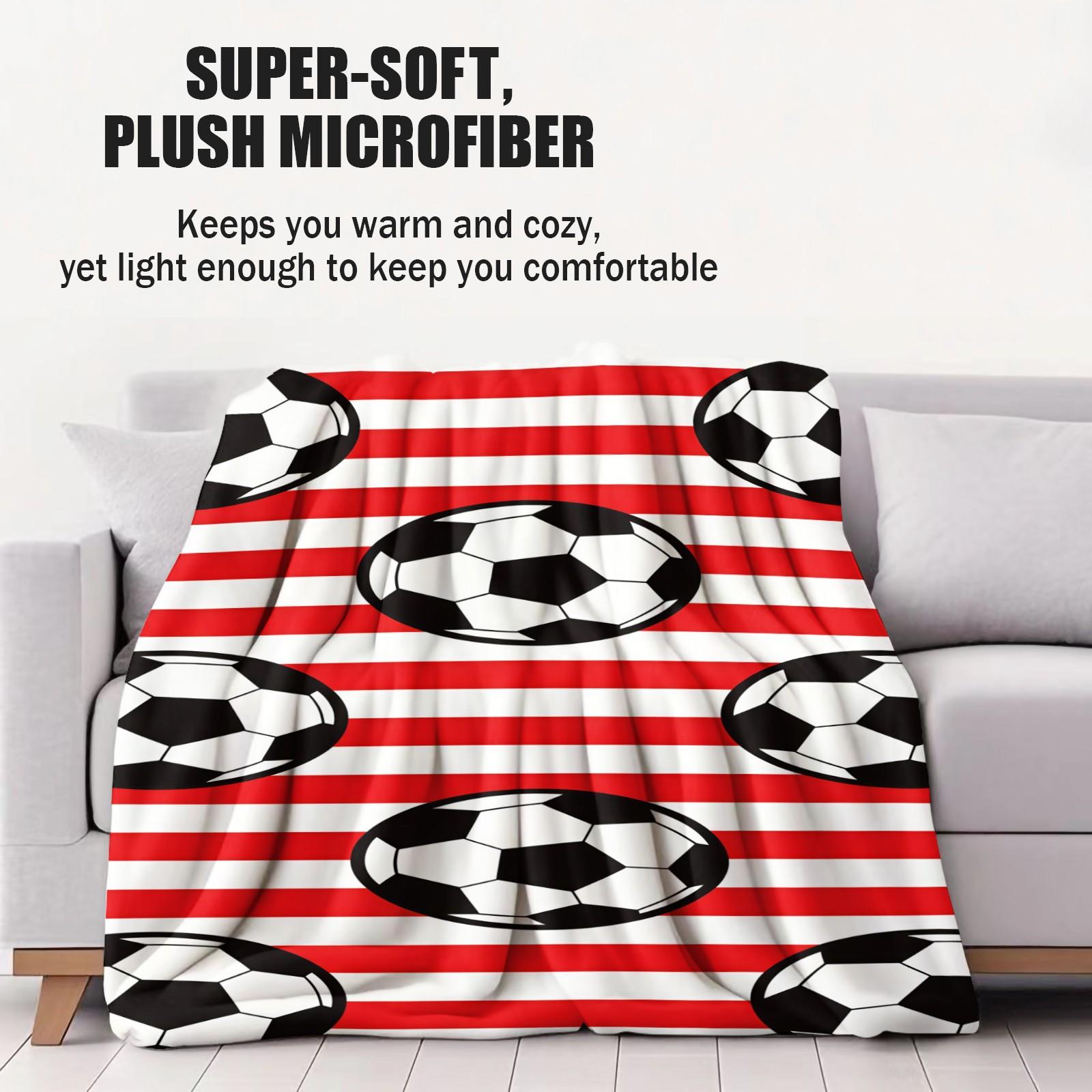 Football Pattern Blanket, Suitable For Daily, Festival, And Birthday Gifts For Children And Adults. Soft, Warm, And Lightweight Plush Blanket, Perfect For Decorating Beds, Sofas, Cars, And Rooms