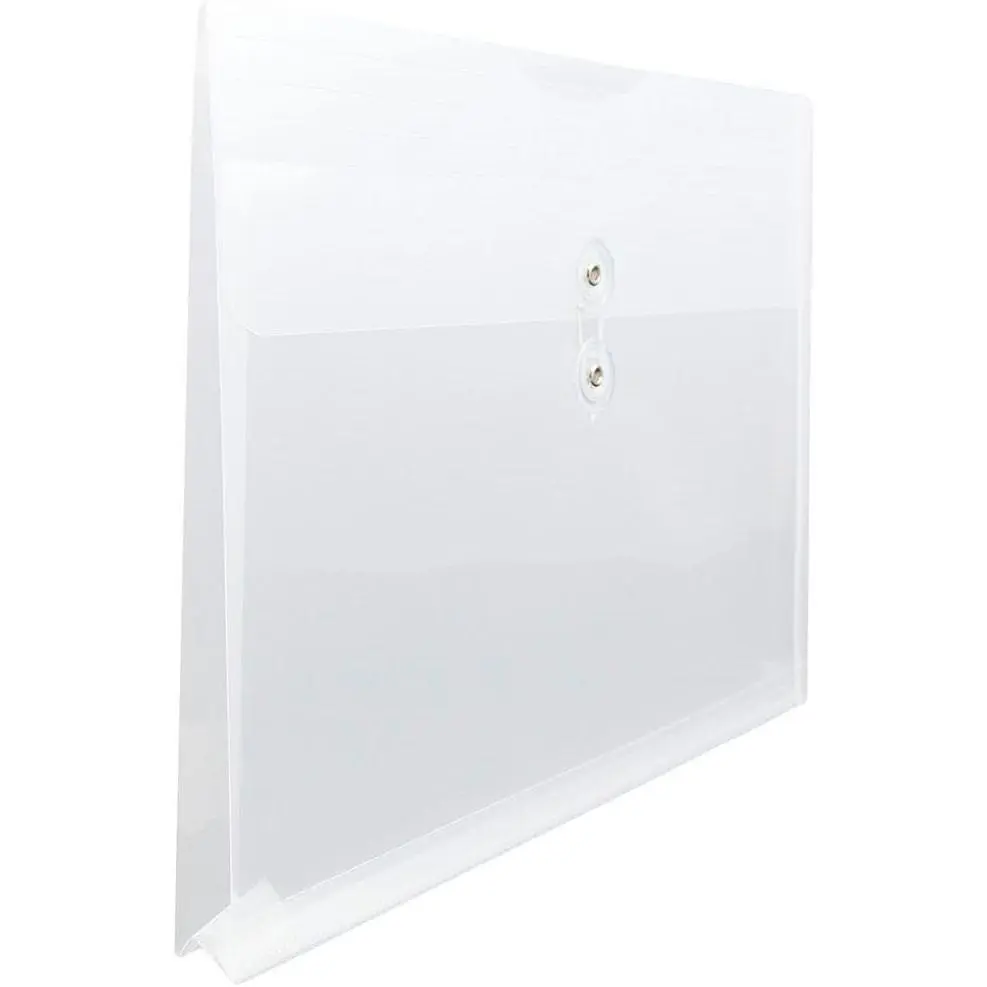 Clear Plastic Envelopes with Button & String Tie Closure - Large Booklet Size, 12 x 18 Inches, 3 Pack(Gift)