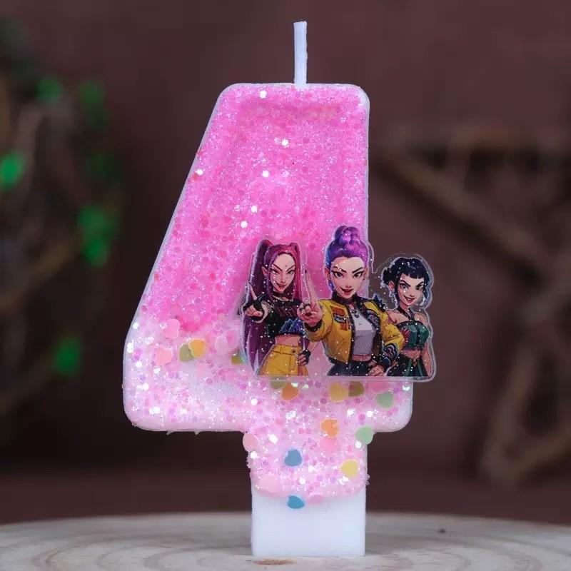 Cute cartoon exorcist girl's day candles, digital festival cake party candles, cake decorations, best holiday supplies for festivals, charm of anime character design, 3/4/5/6 anniversary decorations