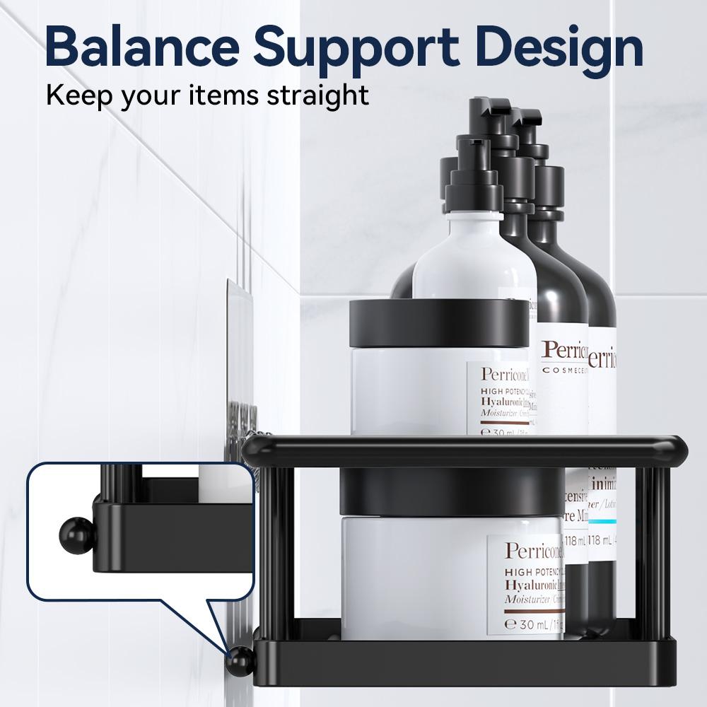 YASONIC  Shower Caddy, 5 Pack Black bathroom accessories, wall organizer, No Drill Bathroom Shower Organizers With Removable Hooks, Rust Proof Shower Shelves For Inside Shower, free wall mountshower organizer