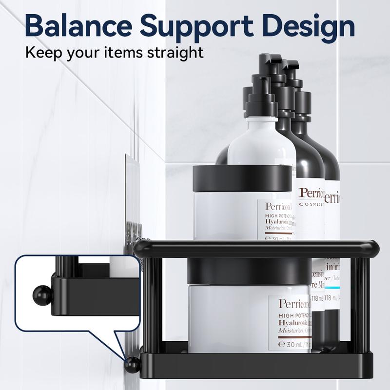 YASONIC  Shower Caddy, 5 Pack Black bathroom accessories, wall organizer, No Drill Bathroom Shower Organizers With Removable Hooks, Rust Proof Shower Shelves For Inside Shower, free wall mountshower organizer