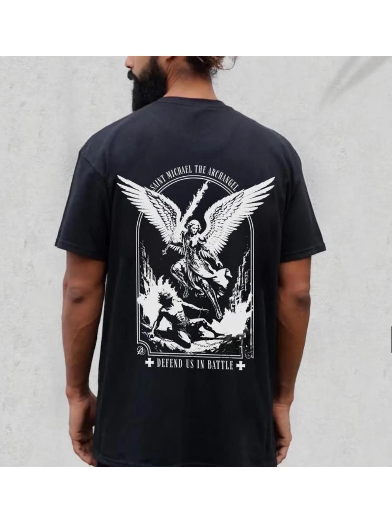 Christian Saint Michael Archangel T-Shirt, Religious Battle Graphic Tee, Unisex Faith Shirt for Believers