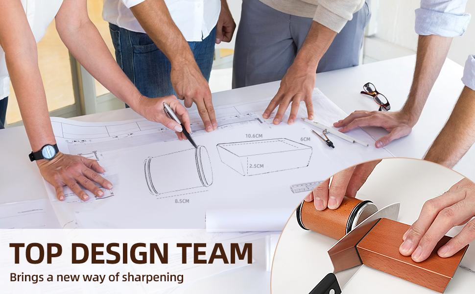 Rolling knife sharpener set with diamond and ceramic discs, 15°20°, different angles for sharp edges, suitable for any hardness of steel, wooden grips for honing knives sharpening Kitchen Gadgets