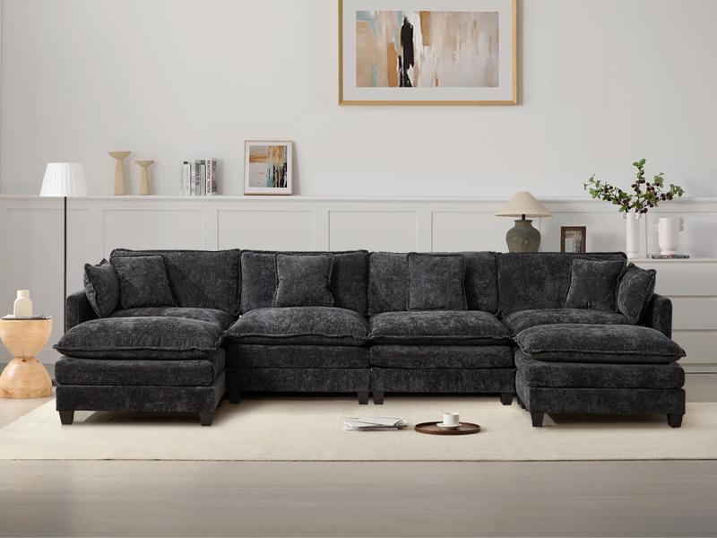 Modular Sectional Cloud Sofa Set,Chenille Sectional with pillows ,Convertible sofa for Living Room & Apartment
