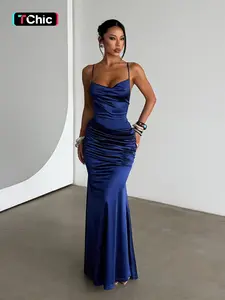 Elegant Satin Backless Dress, Sleeveless Party Gown, Perfect for Evening Events & Special Occasions, Stylish Women's Clothing