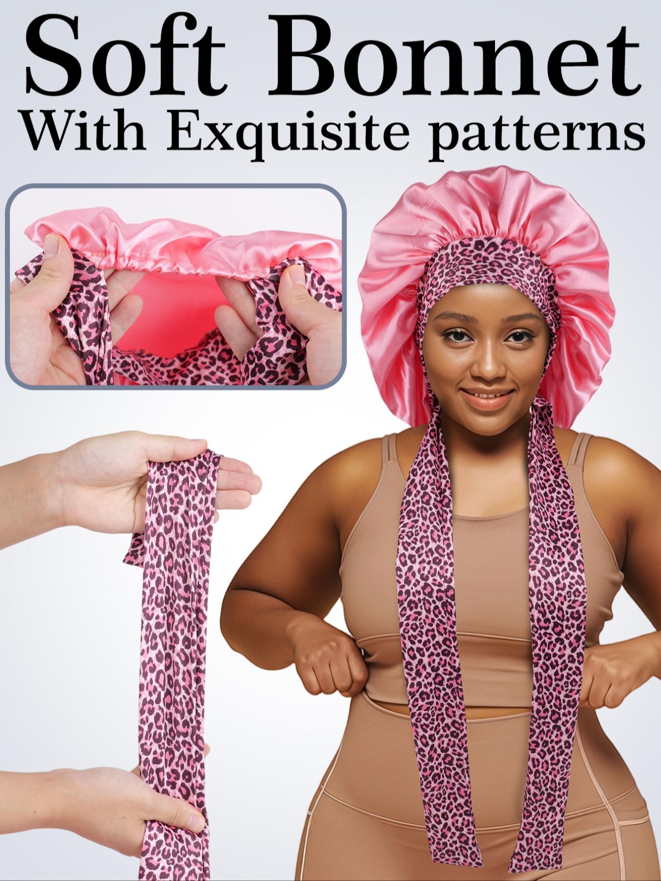 Long Hair Satin Sleep Cap with Elastic Band, Women's Nighttime Sleep Hat, Long Sleeper Cap, Suitable for All Hairstyles, Shower Cap