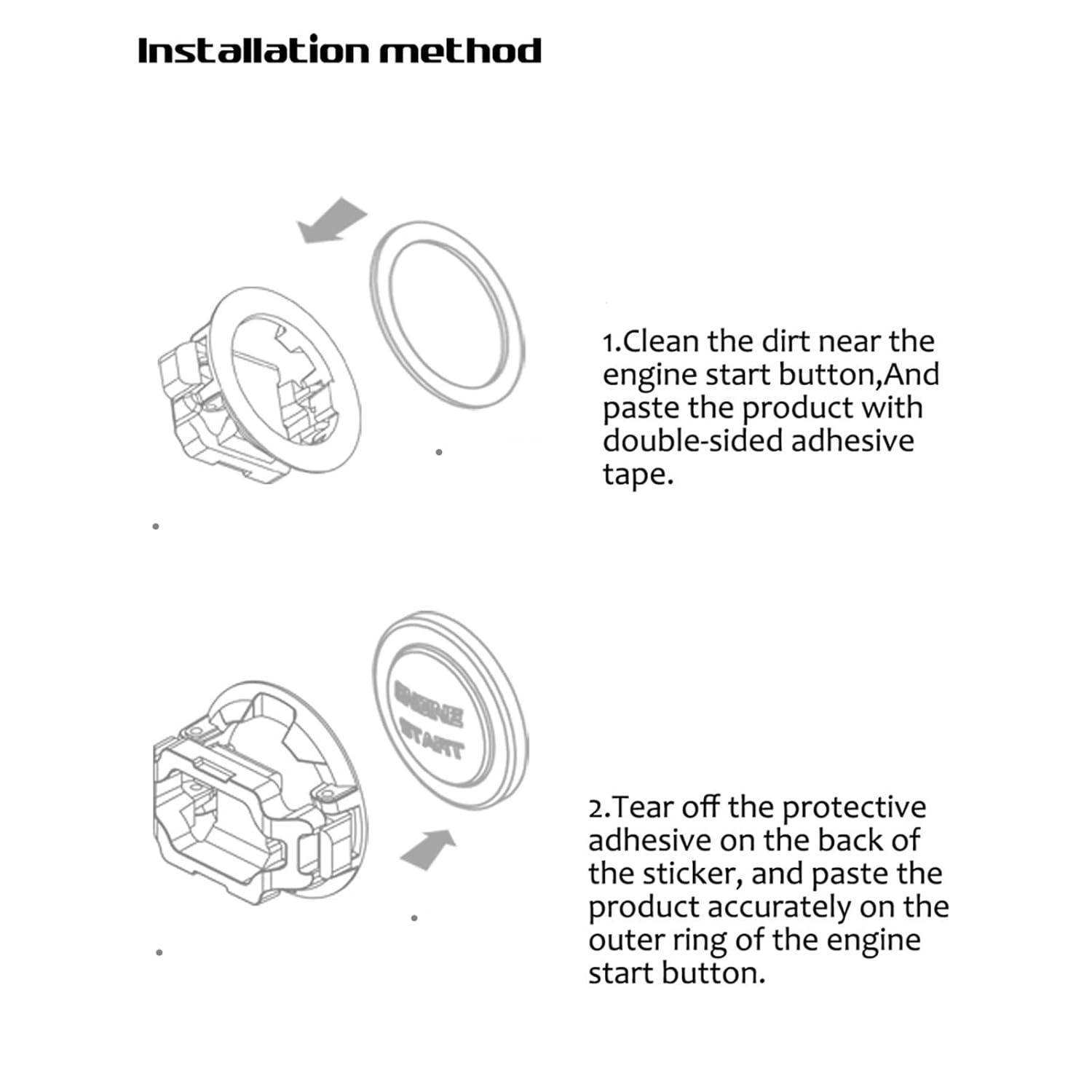 Bat Rotary Design Car Push Start Button Cover, Universal Engine Start Stop Switch Protector, Anti-Scratch Interior DIY Decoration Accessories, Ideal Gift for Men (Bat Black)