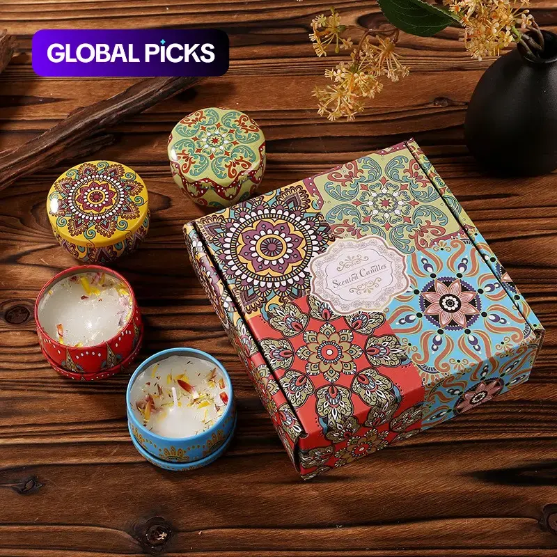 4-pack scented candle gift box set, Christmas scented candles, Christmas gifts, home decoration soy candles, women's gifts, portable relaxation candles, suitable for Mother's Day, birthdays, Valentine's Day, anniversary gifts #GLOBAL PICKS