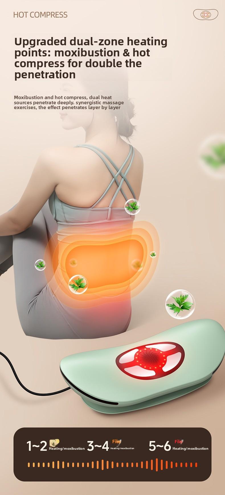 Waist massager Intelligent pulse traction lumbar vertebra Waist heating vibration Inflatable relaxation lumbar massager EMS pulse + red light + wormwood hot compress, pulling exercise waist back, multi-frequency vibration
