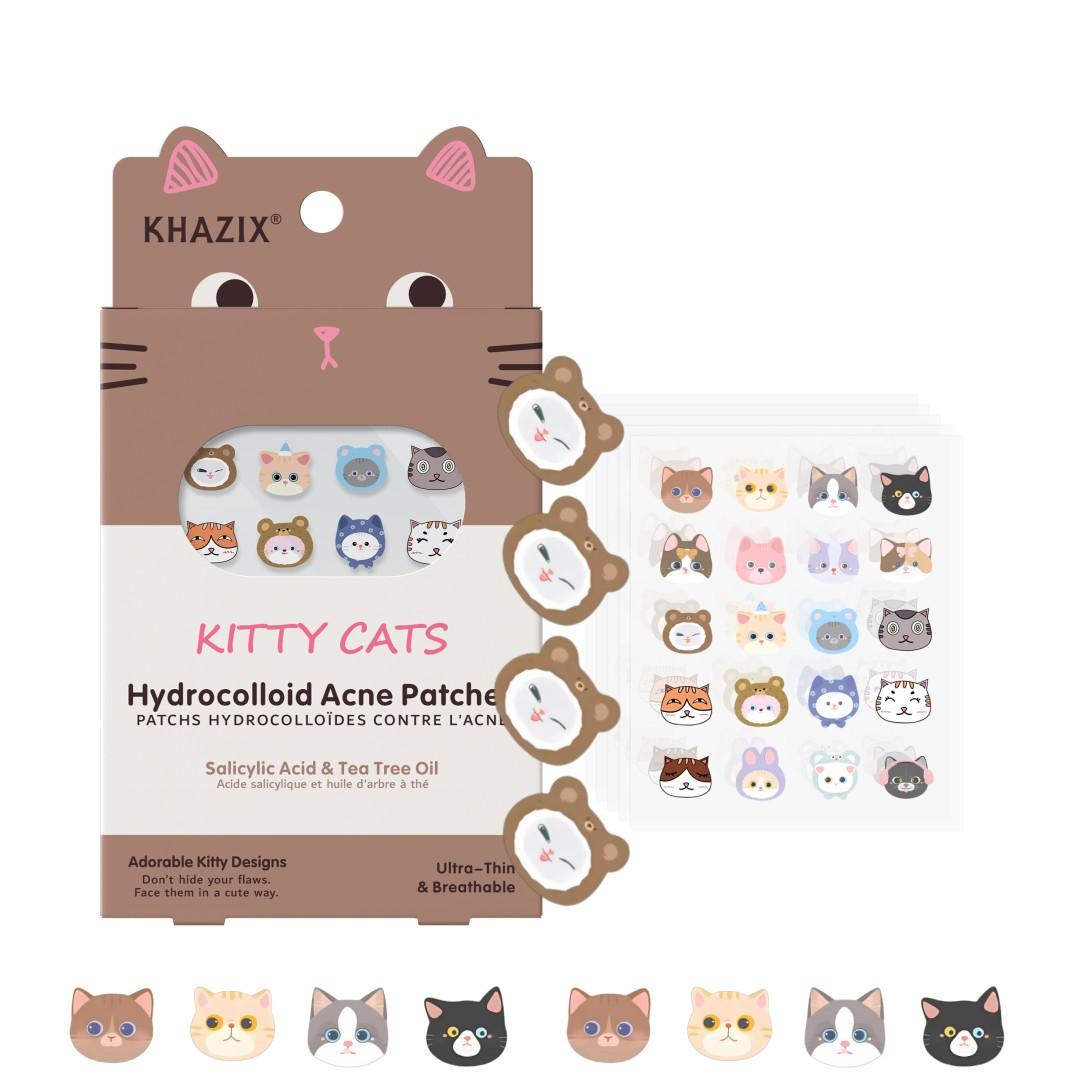 40pcs Cartoon Cat Acne Patches, Cute Cartoon Face Concealer Stickers, Cover Blemishes, Invisible Flaws, Suitable for All Skin Types