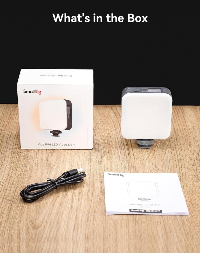 SmallRig P96 LED Mini Ring Light, Video Light,96 LED beads for Photography Video Lighting, Rechargeable 2200mA CRI 95 + 2700-6500K w 3 cold shoes Christmas gifts  Portable Camera Accessories Videography Equipment Vlogging Kit